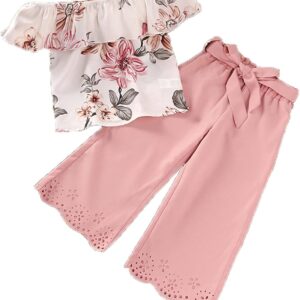 Conjunto Niña “Floral Elegance Rosé” 🌸💗 (Blusa + Pantalón Palazzo)