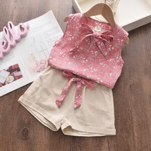 Conjunto Niña “Floral Sweet Summer Rosé” 🌸💗 (Blusa + Short)